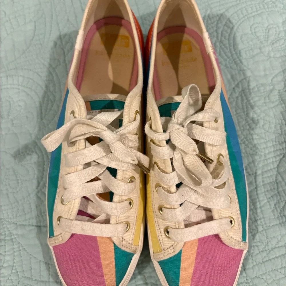 Keds X Kate Spade New York Triple Kick Multi-striped Canvas Sneakers Pre-owned 8